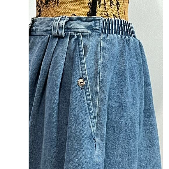 Vintage Diversity Sport Button Pleated Denim Poodle Skirt Women’s S 27” - Picture 6 of 13